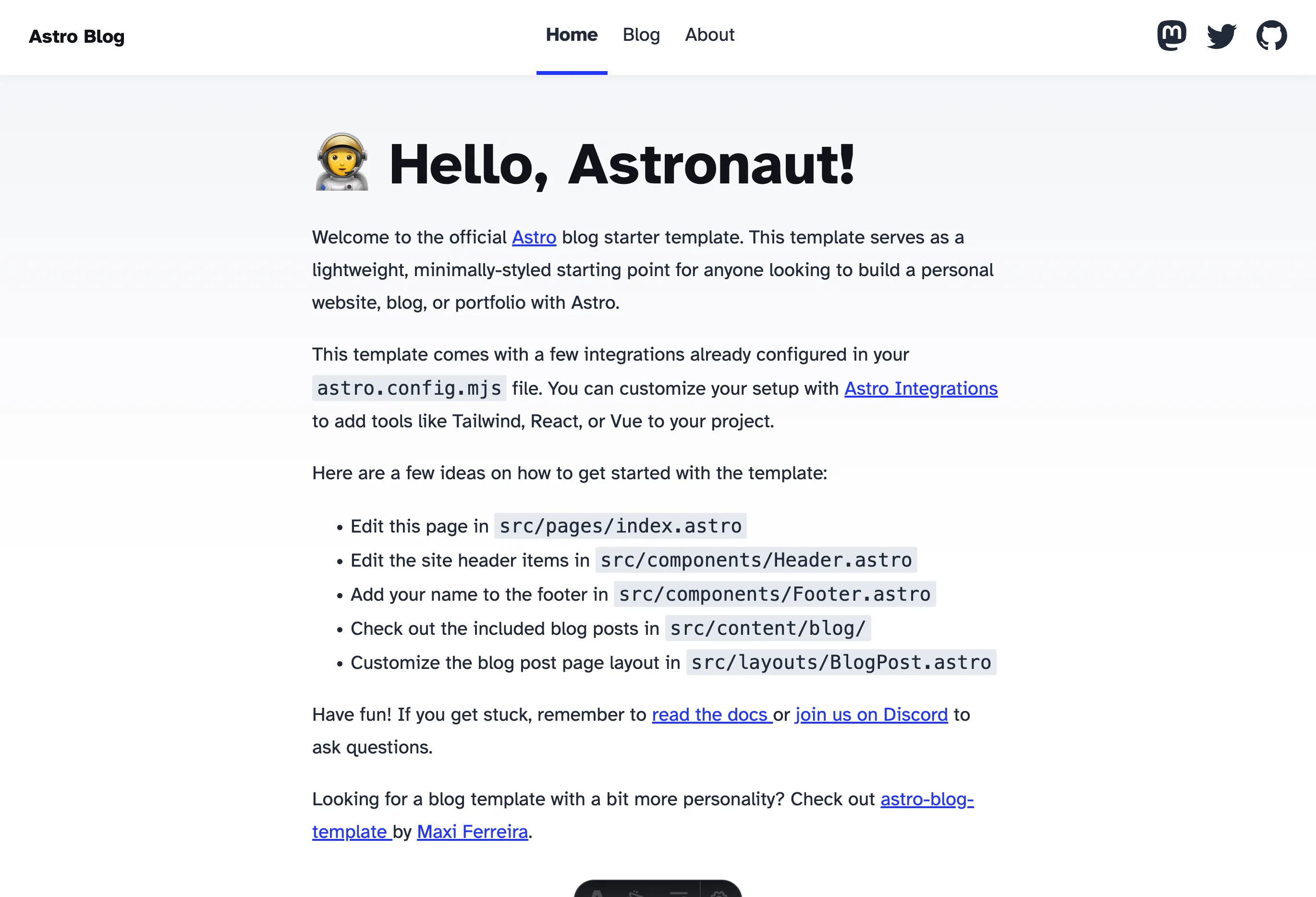 Astro blog template
