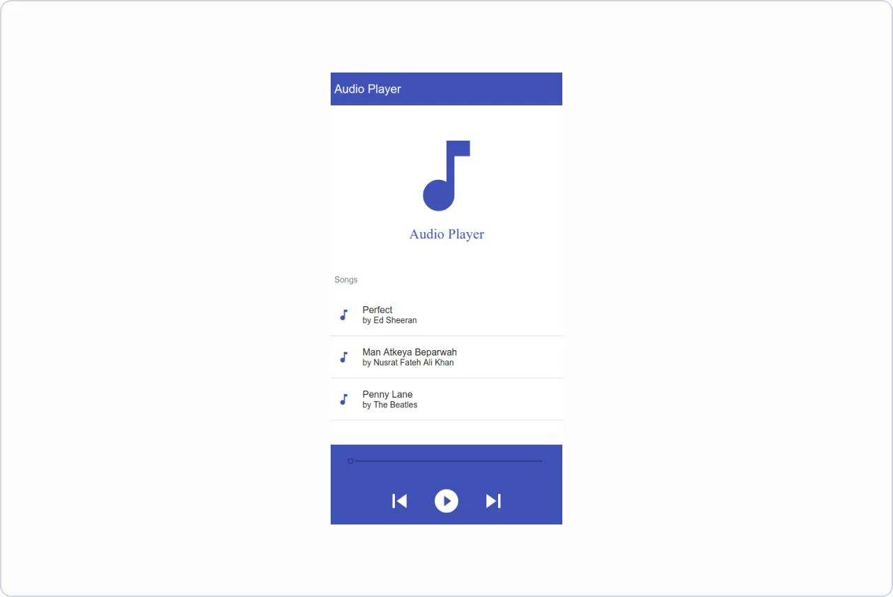 Image of music/audio player application built with Angular and RxJS