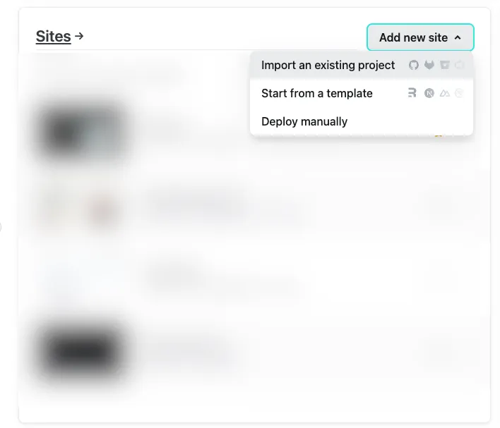 netlify add new site